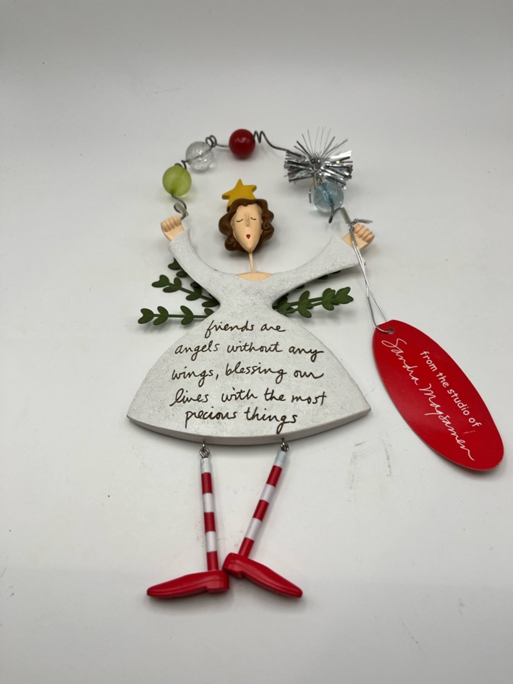 Dept 56 Susan Magsamen Holiday Angel Wall Decor Ornament in White and Red